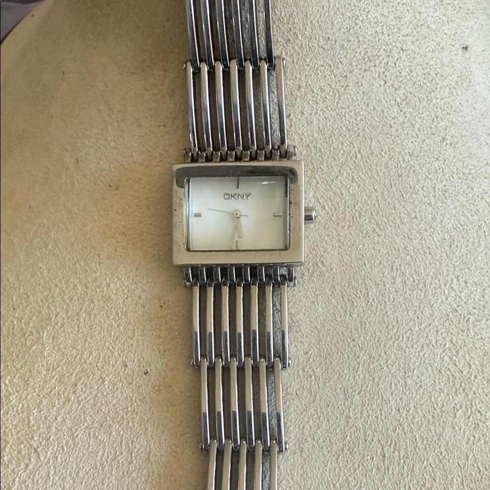 Vintage DKNY Silver Mother of Pearl Watch!